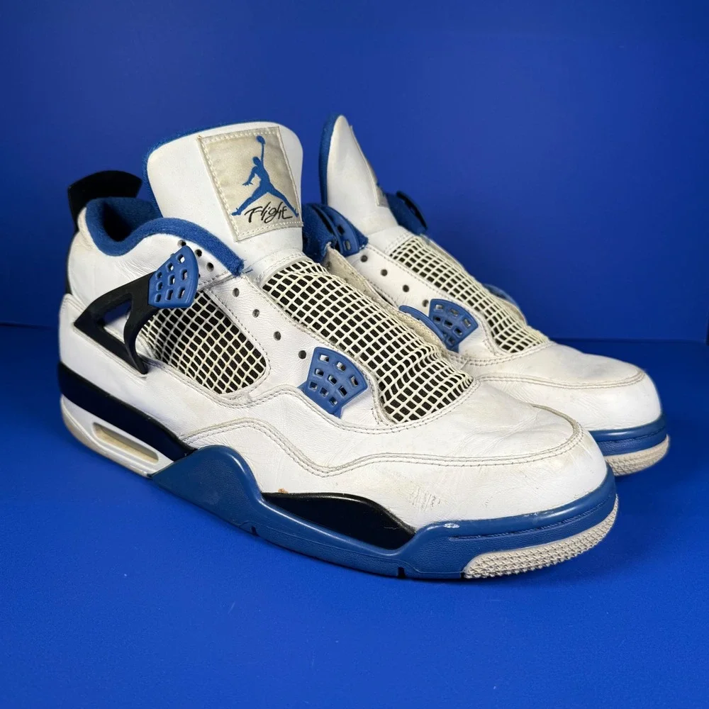 Jordan 4 Retro White Varsity Blue 308497-117 Men's 12 Athletic Sneakers‎ READ